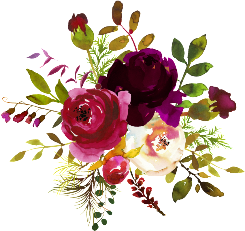 Burgundy Flowers PNG Clip Art