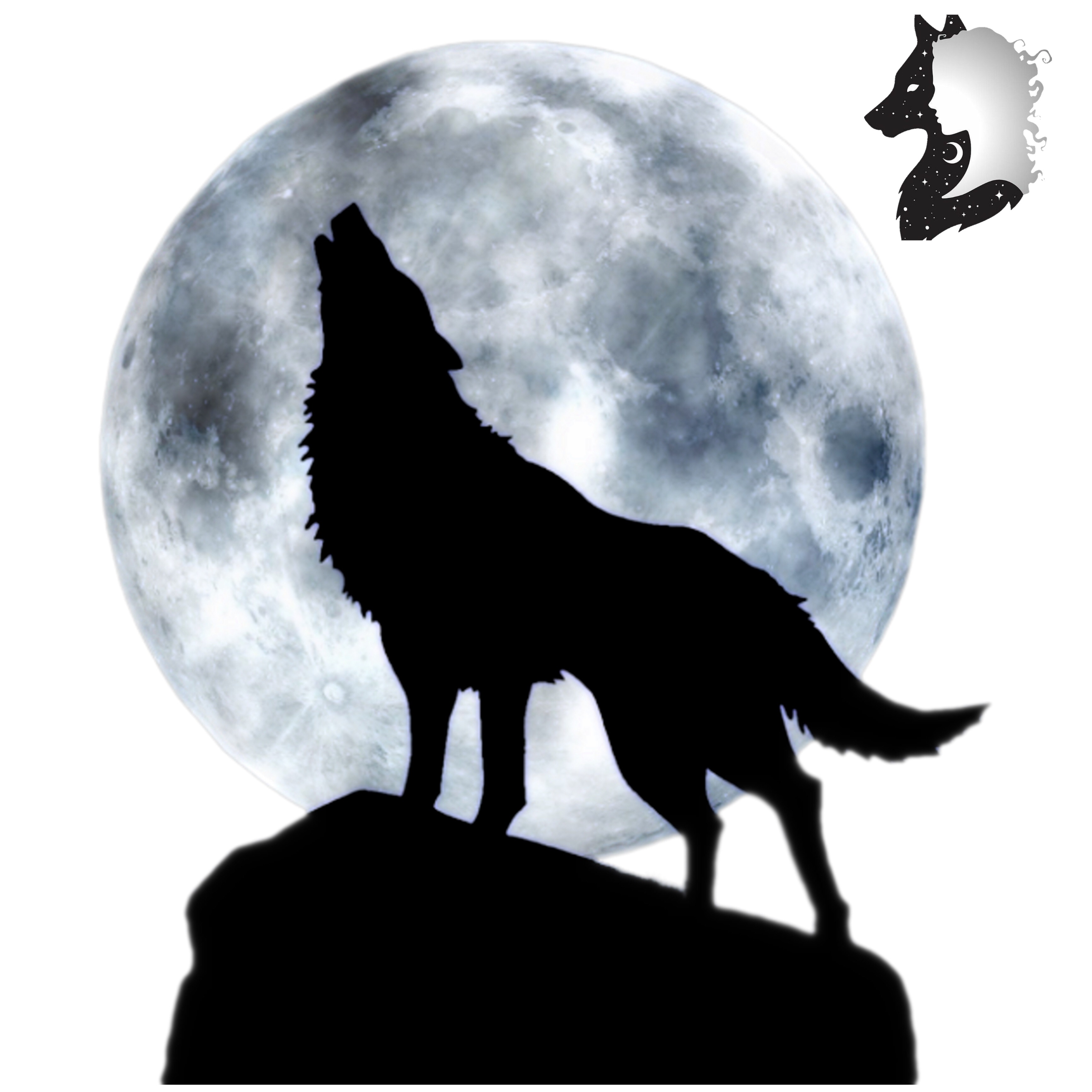 Силуэт волка воющего на луну