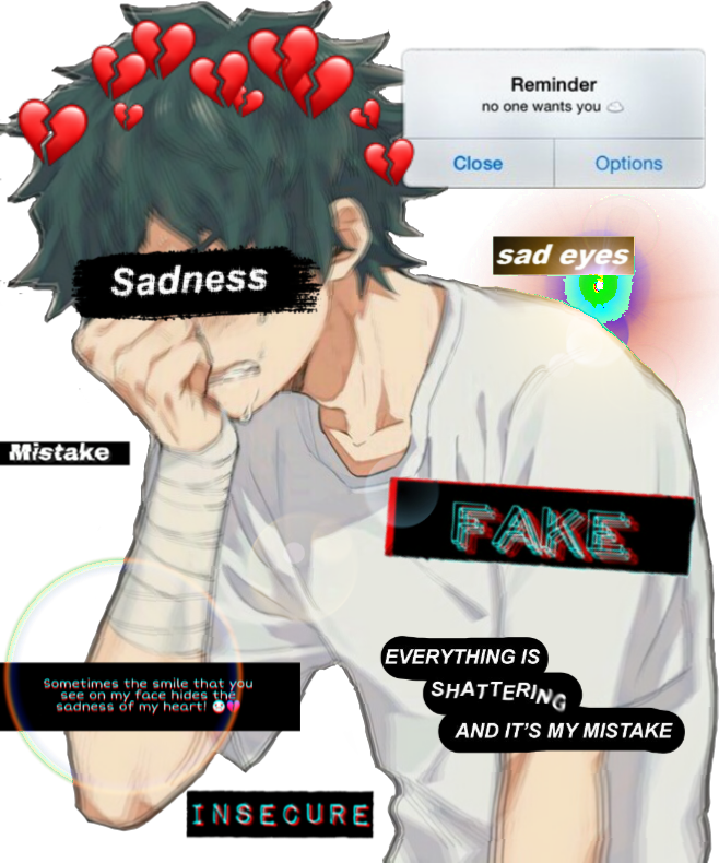 Deku Sad Depressed Mha Bnha Sticker By @hxntai Ramun3