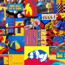 collage yellow red blue aesthetic