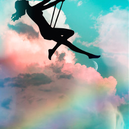 ecintheclouds intheclouds freetoedit rainbow girl