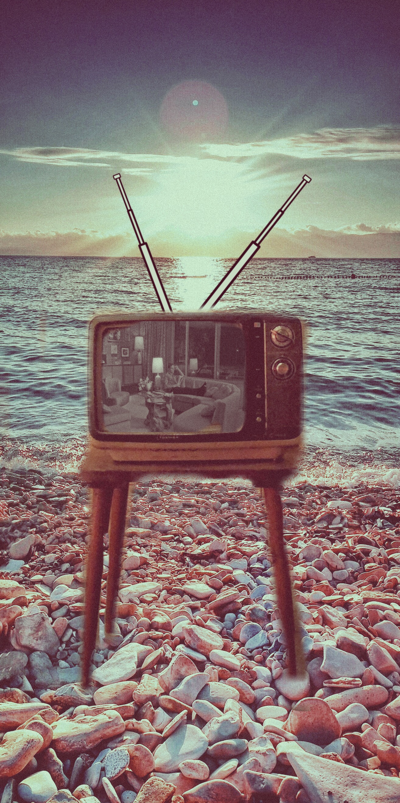 Freetoedit Tv Tvstand Rocks Sun Beach Water Fun Retro Freetoedit Tv Tvstand Rocks Sun Beach