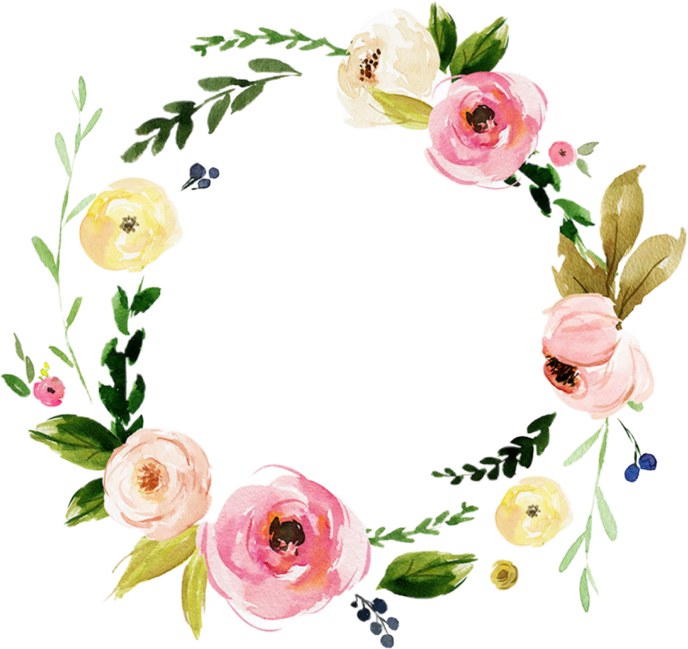 Download watercolor flowers wreath floral roses laurel decorativ...