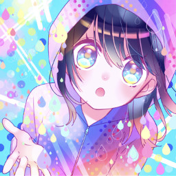 anime animegirl rainbow rain