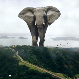 freetoedit elephant birds remixed surreal