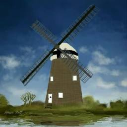 windmill digitaldrawing landscape sky water dcwindmills