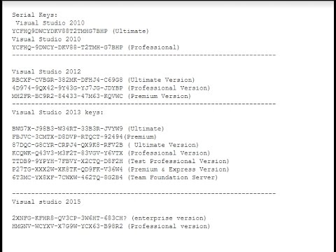 visual studio 2012 keys