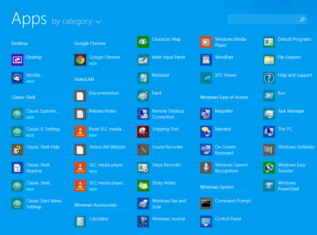 program list windows 8