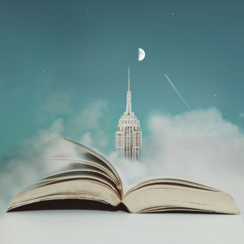 Opened book under the moon edit