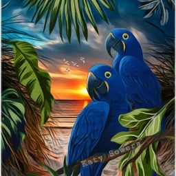 tropical myedit sunset paradise parrot srcmonsteramoment freetoedit