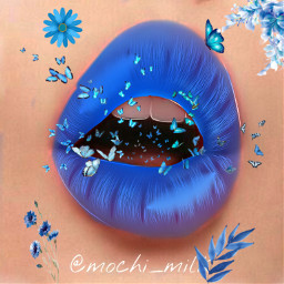 freetoedit blue aesthetic lips