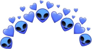 aliens crown emoji blue art freetoedit