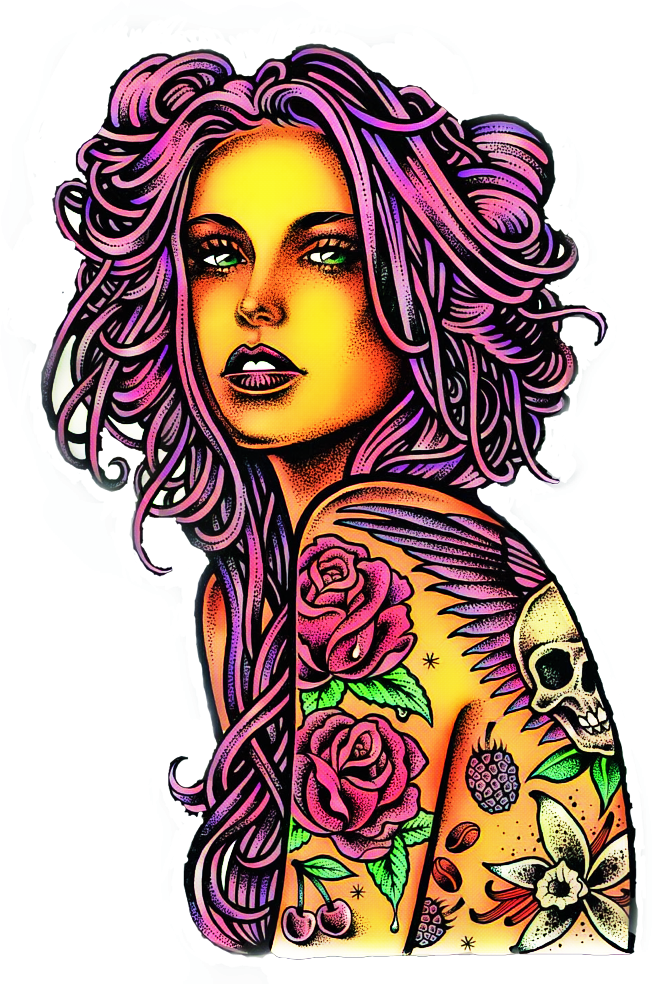 tattoo girl flashtattoo tatted sticker by elektramoonrose