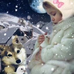 girl dog snowing tenderness pigeon fcmybesteditsof2020 freetoedit