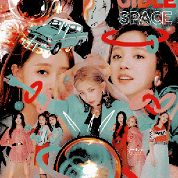 gidle space red green pink aesthetic