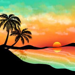 digitalart digitalpainting illustrationdigital beachvibes beachessentials sunsetvibes sunsetaesthetic palmbeach