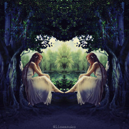 freetoedit myedit cave mirroreffect woman womansitting forest nature