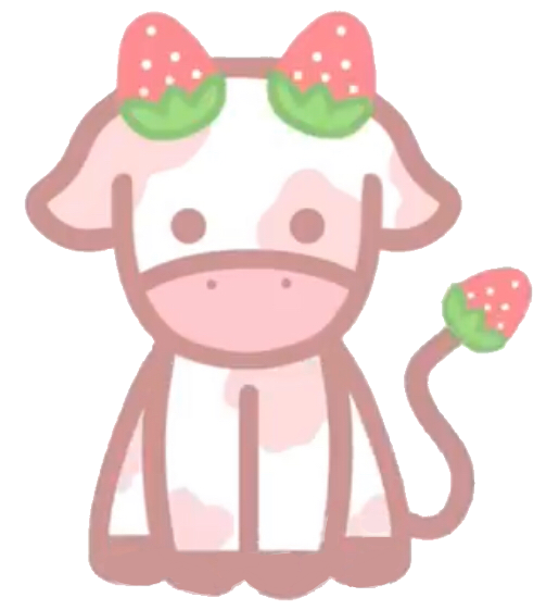 cute cow strawberrycow sticker by @x_kyoshi_x