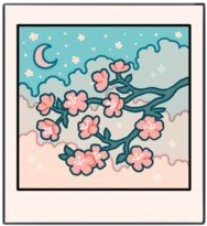 freetoedit cute kawaii picture polaroid tree sakura flowers blossomtree cherry pink sky moon