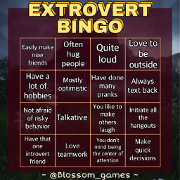 freetoedit remixit new game blossomgames template bored blossom aboutme quiz bingo extrovert extrovertbingo personality personalitygame loud optimistic
