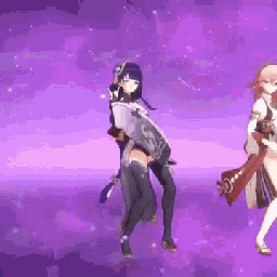 genshinimpact anime raidenshogun baal yaemiko yae kawaii dance purple aesthetic genshin