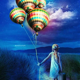 freetoedit balloons girl baggage sky cloud light night beautiful local srcflyingairballoons flyingairballoons