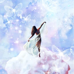 myedit fantasy fantasyart surreal fairy fairyedit dream woman clouds cloudsandsky blueandpink butterflys stars light prismlights moon magical makewithpicsart picsart freetoedit ircgentlecloud gentlecloud