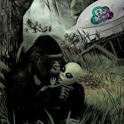 monkey alien ufo gorilla picsart ecichoosekindness ichoosekindness