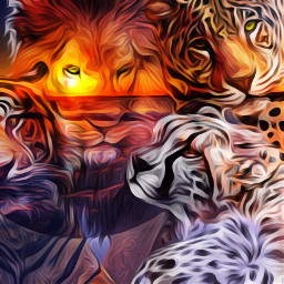 freetoedit animals bigcat lion cheetah leapard tiger beaty art artistic artwork swirled cats cartoon