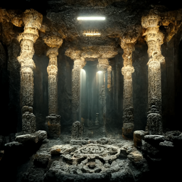 temple ruin underground dark gloomy column abandoned decay creepy freetoedit