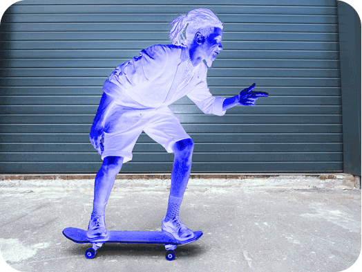 vibrant colored photo of a young man on a skate