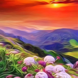 landscape springlandscape spring flowers sunset art