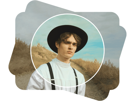 portrait of handsome boy with light photo effect