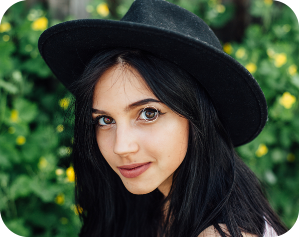black hair girl with a hat in profile image
