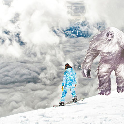 snowboarder winter yéti snowboard mountain montagne yeti freetoedit ircsnowboardviews snowboardviews
