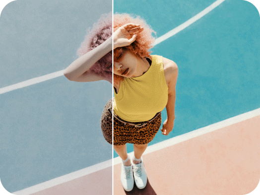 light photo effect on a picture of a girl with red hair