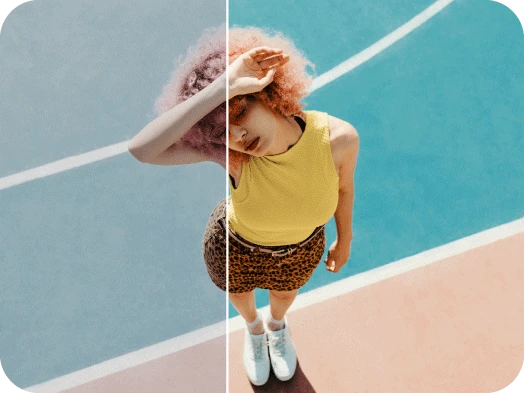 light photo effect on a picture of a girl with red hair