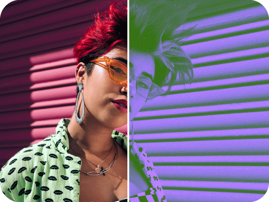 photo edit of a young woman with a two-tone effect