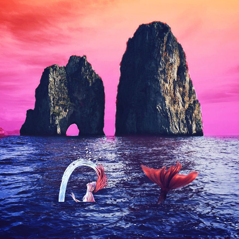 Pink sky ocean image