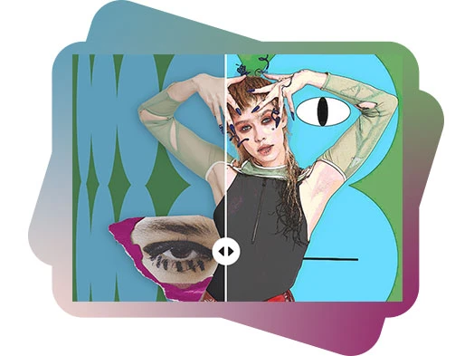 watercolor effect on a creative image of a young woman