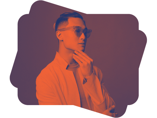 duotone effect on a photo of a young man with sunglasses