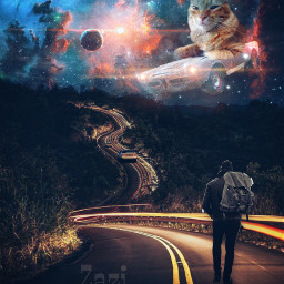 remixit galaxy cat planet freetoedit