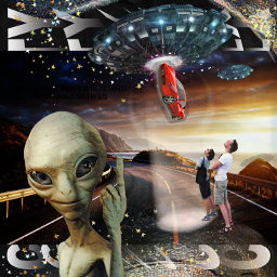 freetoedit alien space car ufo spaceship galaxy road stars people water ocean mountains sky scifi