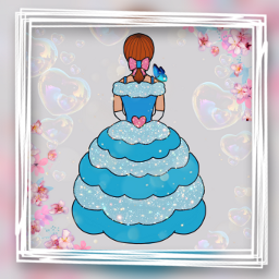dress princess girl female asethetic lovely blue bluedress cute flowers hearts butterfly freetoedit