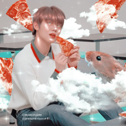 freetoedit yeonjun aesthetic clouds red txt mouse blue pizza cute kpop
