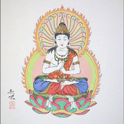 drawing art dainichinyorai buddhistpainting japan 大日如来 仏画 仏教 色紙 絵画 freetoedit